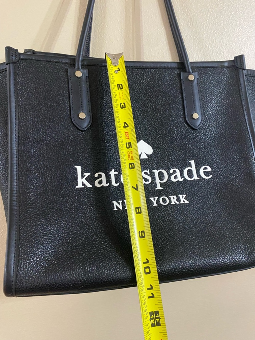 Kate Spade black leather logo tote bag - Picture 5 of 9